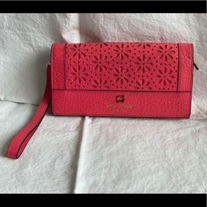 Kate Spade wristlet / wallet eyelet laser cut pink
